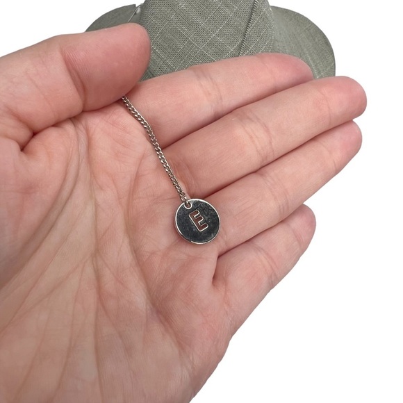 American Eagle Silver Tone E Monogram Initial Y Chain Necklace - Picture 5 of 9